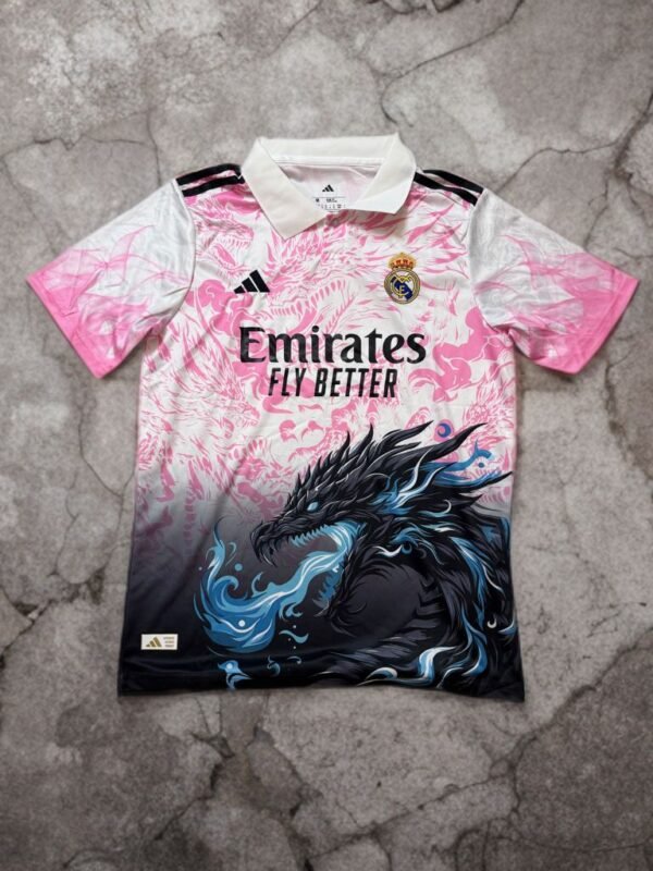 Real Madrid Pink Dragon Art Shirt with Shorts (Fan Version)