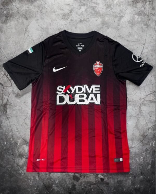 UAE ALAHLI VINTAGE HOME JERSY RED&BLACK with shorts [ID: E 1 D 2]